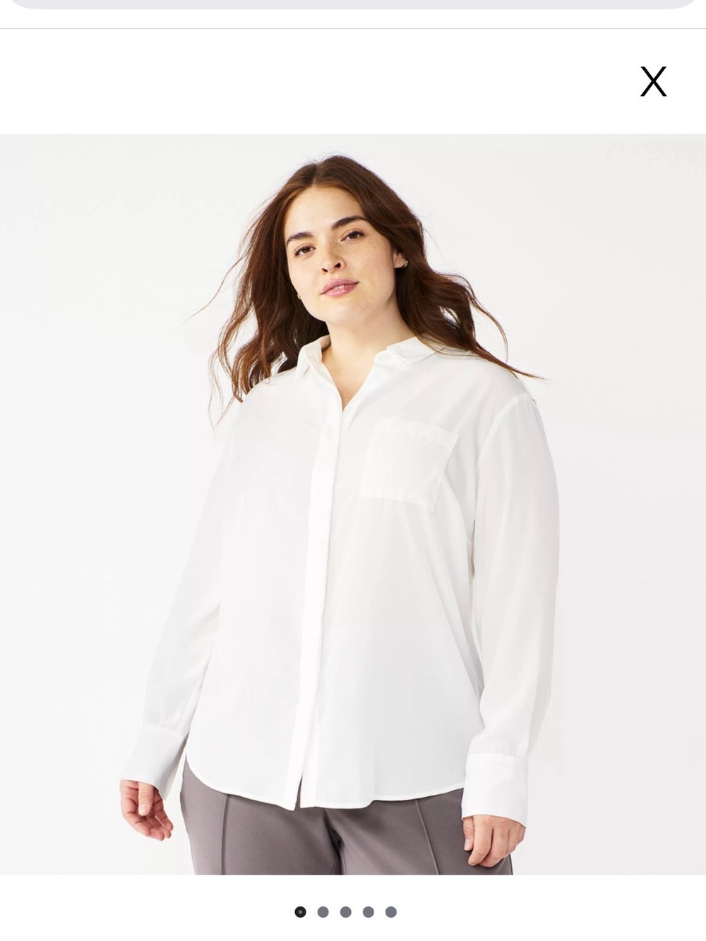 Nine West White Button-Down Dress Shirt